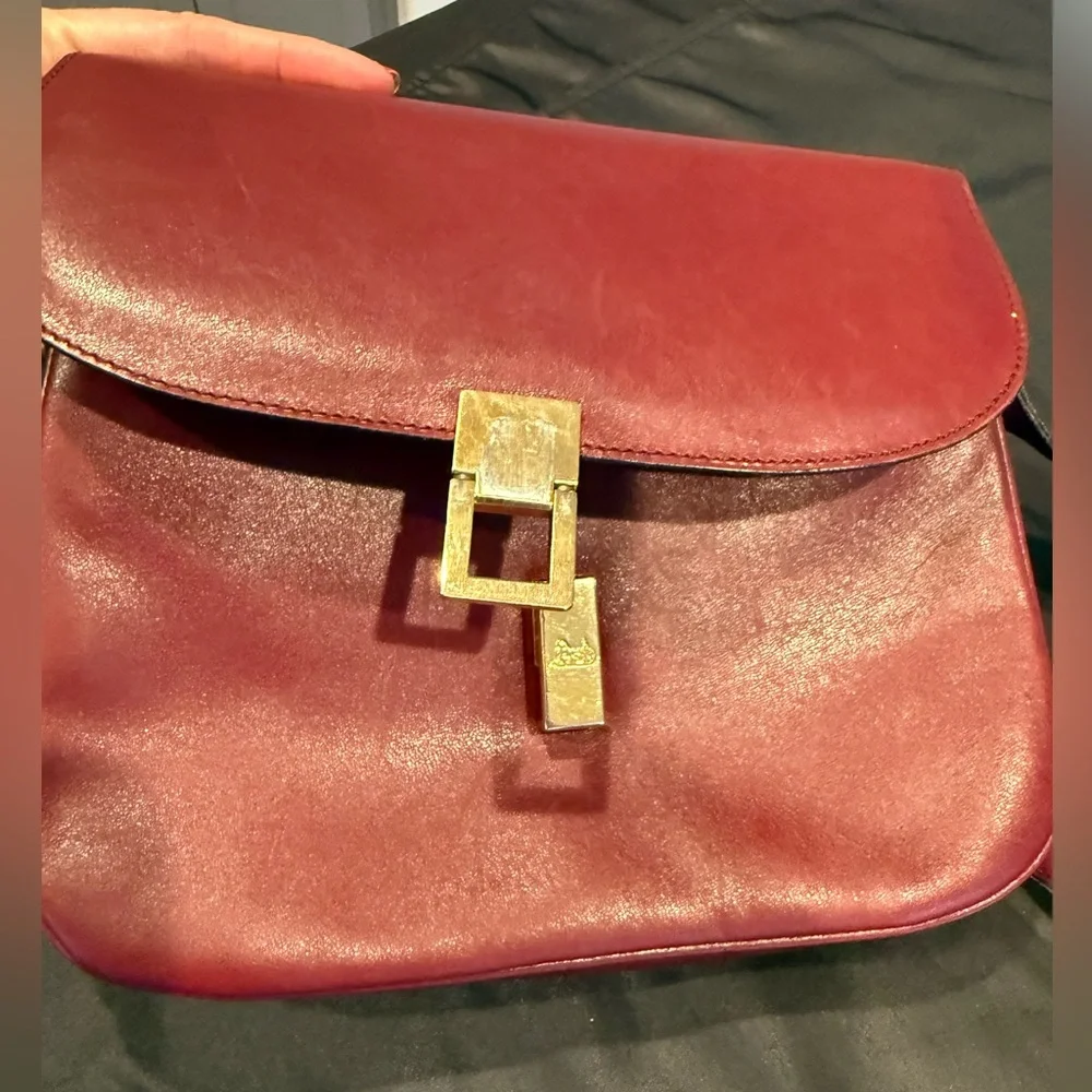 Vintage Céline Horse Carriage Clasp Burgundy Leather Shoulder Bag - Picture 12 of 16